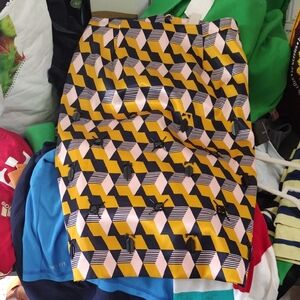 H&M Geometric Pencil Skirt in Mustard, Blush & Black